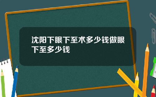 沈阳下眼下至术多少钱做眼下至多少钱