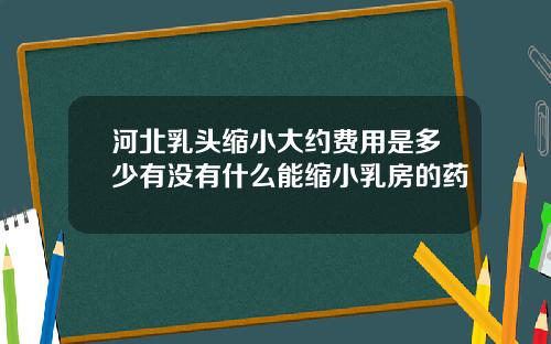 河北乳头缩小大约费用是多少有没有什么能缩小乳房的药