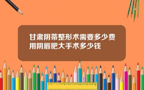 甘肃阴蒂整形术需要多少费用阴唇肥大手术多少钱