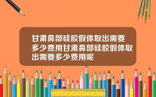 甘肃鼻部硅胶假体取出需要多少费用甘肃鼻部硅胶假体取出需要多少费用呢