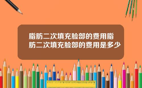 脂肪二次填充脸部的费用脂肪二次填充脸部的费用是多少