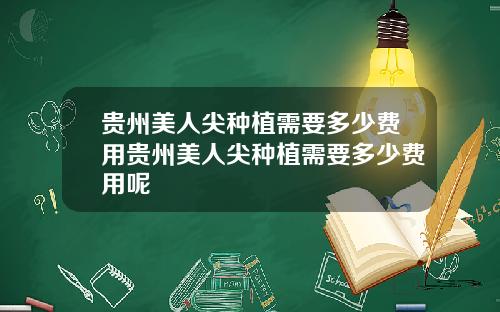 贵州美人尖种植需要多少费用贵州美人尖种植需要多少费用呢