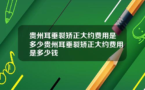 贵州耳垂裂矫正大约费用是多少贵州耳垂裂矫正大约费用是多少钱