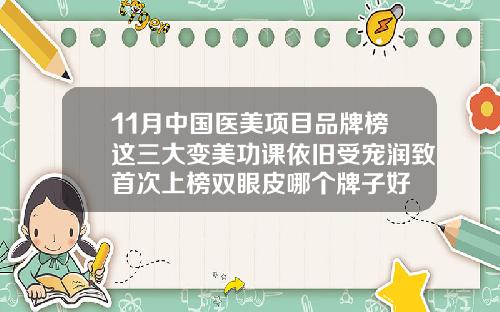 11月中国医美项目品牌榜这三大变美功课依旧受宠润致首次上榜双眼皮哪个牌子好