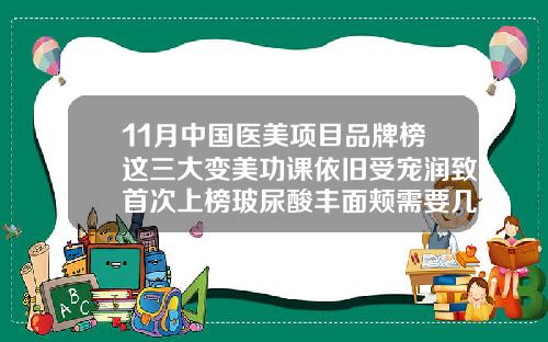 11月中国医美项目品牌榜这三大变美功课依旧受宠润致首次上榜玻尿酸丰面颊需要几支