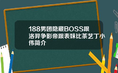 188男团隐藏BOSS跟洛羿争影帝跟表妹比茶艺丁小伟简介