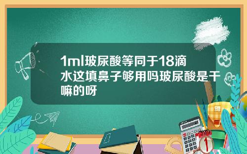 1ml玻尿酸等同于18滴水这填鼻子够用吗玻尿酸是干嘛的呀