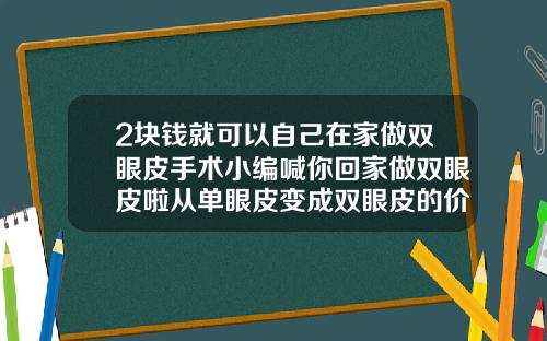 2块钱就可以自己在家做双眼皮手术小编喊你回家做双眼皮啦从单眼皮变成双眼皮的价格