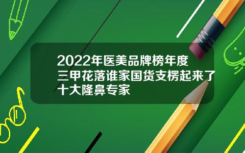 2022年医美品牌榜年度三甲花落谁家国货支楞起来了十大隆鼻专家