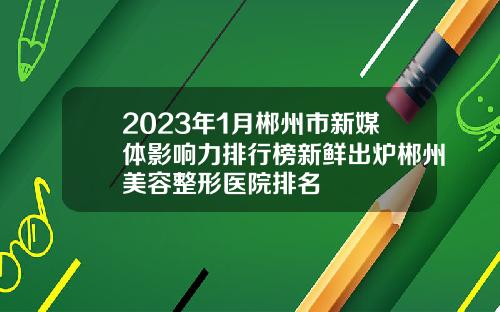 2023年1月郴州市新媒体影响力排行榜新鲜出炉郴州美容整形医院排名