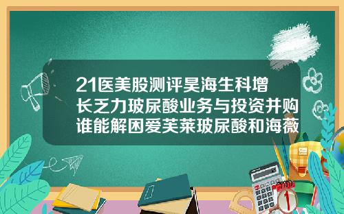 21医美股测评昊海生科增长乏力玻尿酸业务与投资并购谁能解困爱芙莱玻尿酸和海薇玻尿酸哪个好