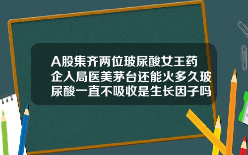 A股集齐两位玻尿酸女王药企入局医美茅台还能火多久玻尿酸一直不吸收是生长因子吗