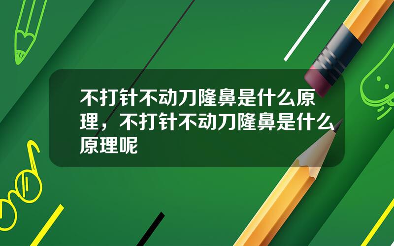 不打针不动刀隆鼻是什么原理，不打针不动刀隆鼻是什么原理呢